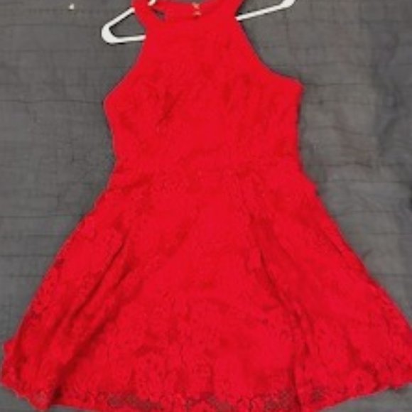 Red Lace Mini Dress (w/ POCKETS!) - Picture 1 of 8